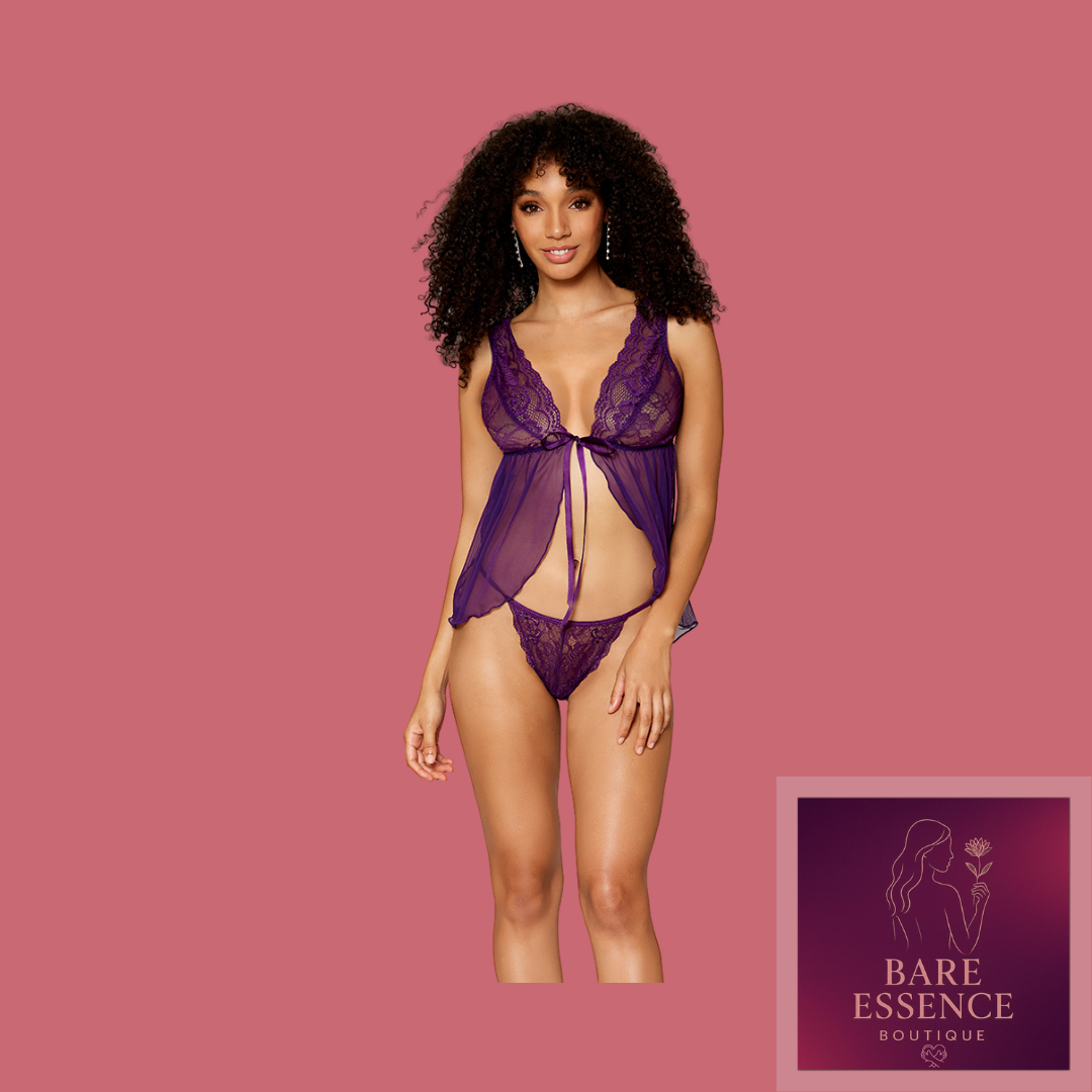 Open Front Sheer Babydoll & G-string