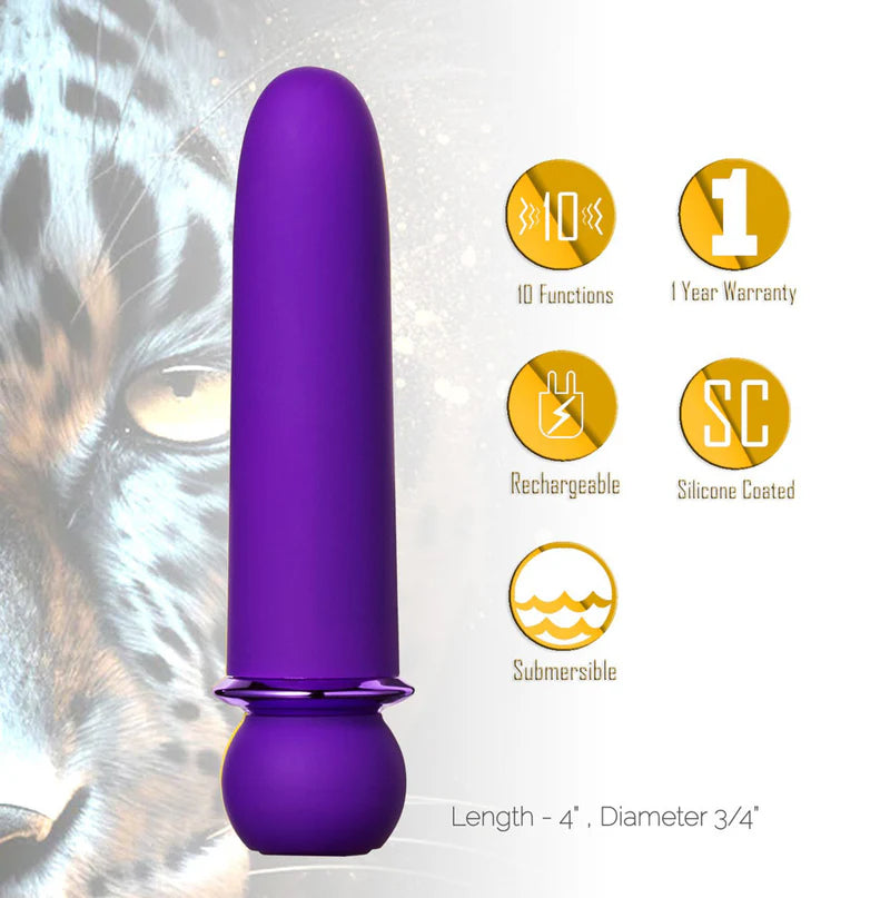 JAGUAR 10-Function Rechargeable Silicone Coated Super-Charged Bullet