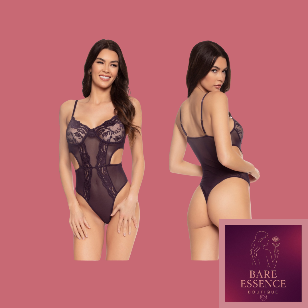 Amethyst Lace & Mesh Cutout Teddy